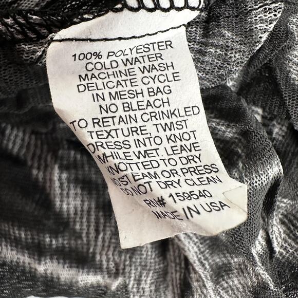 Lisa Bayne Dress Womens Small Black White Mesh Crinkle Geometric Sheer - Picture 6 of 9